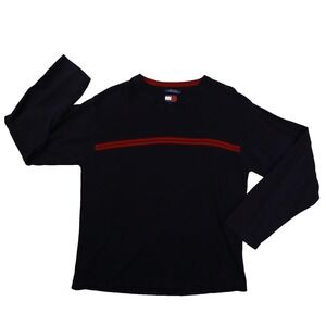 Tommy Hilfiger Vintage Y2K Blue V Neck Sweater Stripe Made in Italy Men's Large